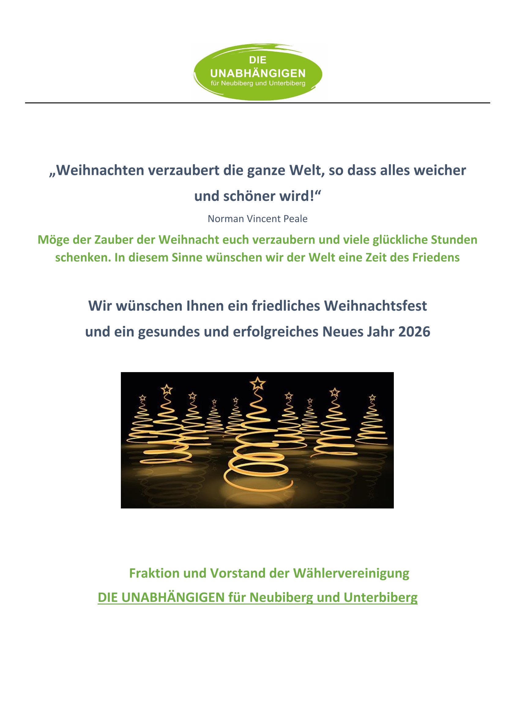 Weihnachtsaushang 2025